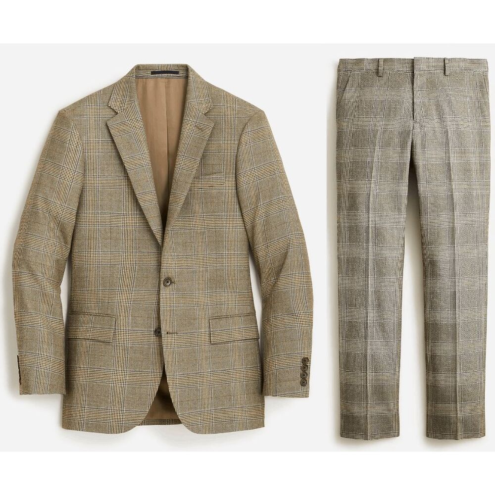 J. Crew Ludlow English Cotton-Wool Slim Fit Suit Jacket & Pants Men's 46 36x32